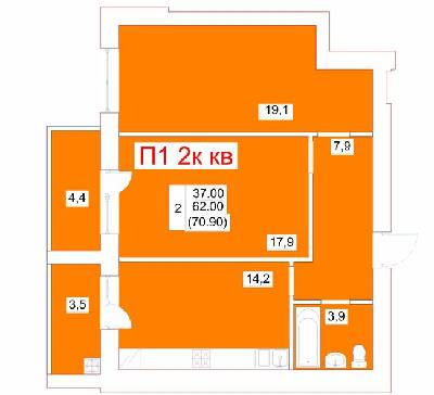 2-комнатная 70.9 м² в ЖК Мрія от 19 500 грн/м², г. Белая Церковь