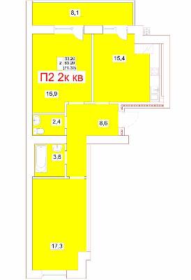 2-комнатная 71.3 м² в ЖК Мрія от 19 500 грн/м², г. Белая Церковь
