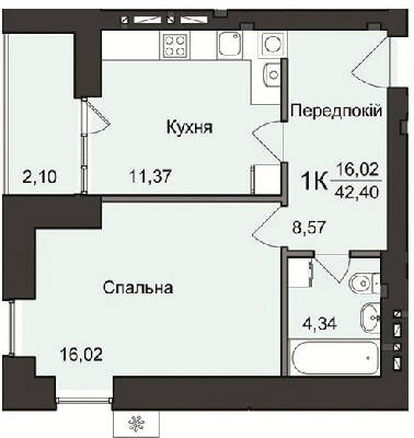 1-кімнатна 42.4 м² в ЖК Будинок №2 від 20 500 грн/м², м. Бориспіль