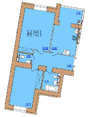2-кімнатна 71.63 м² в ЖК AGAM від 27 000 грн/м², с. Крюківщина