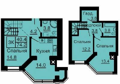 Двухуровневая 74.2 м² в ЖК Sofia Nova от 35 000 грн/м², с. Новоселки