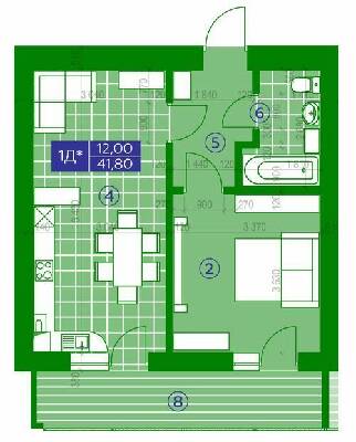 1-комнатная 41.8 м² в ЖК Квартал Парковый от 17 250 грн/м², г. Обухов