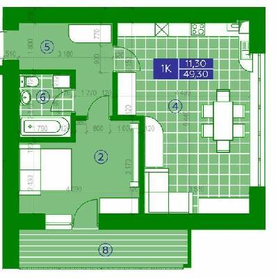 1-комнатная 49.3 м² в ЖК Квартал Парковый от 15 950 грн/м², г. Обухов