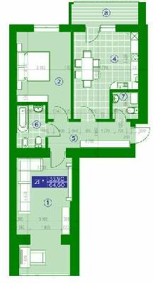 2-комнатная 64.6 м² в ЖК Квартал Парковый от 16 950 грн/м², г. Обухов