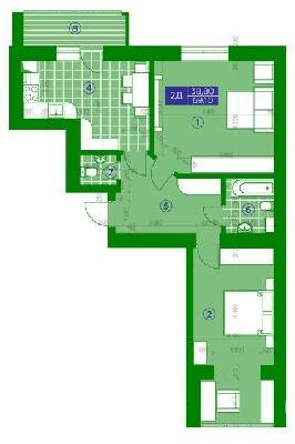 2-комнатная 69.1 м² в ЖК Квартал Парковый от 16 950 грн/м², г. Обухов