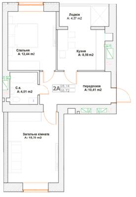2-кімнатна 55.72 м² в ЖК Фортуна-2 від 20 750 грн/м², м. Ірпінь