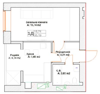 1-кімнатна 35.19 м² в ЖК Фортуна-2 від 20 500 грн/м², м. Ірпінь