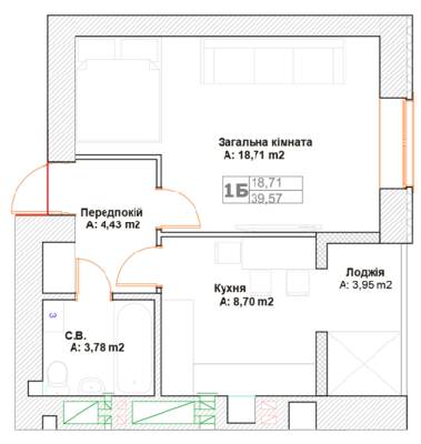 1-кімнатна 39.57 м² в ЖК Фортуна-2 від 20 500 грн/м², м. Ірпінь