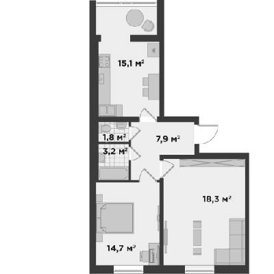 2-комнатная 61 м² в ЖК Millennium State от 23 936 грн/м², г. Буча