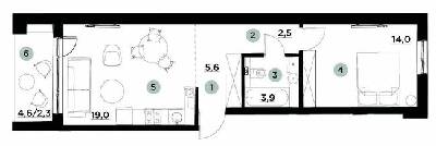 1-комнатная 47.4 м² в ЖК PARKTOWN от 18 500 грн/м², пгт Гостомель