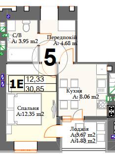 1-комнатная 30.85 м² в ЖК Авиатор от 21 050 грн/м², пгт Гостомель