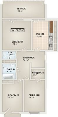 3-комнатная 82.2 м² в ЖК HydroPark DeLuxe от 23 500 грн/м², Ивано-Франковск