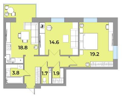 2-комнатная 68.4 м² в ЖК Яровиця Life от 12 750 грн/м², г. Калуш