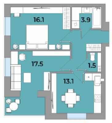 2-комнатная 57.9 м² в ЖК Яровиця Life от 12 750 грн/м², г. Калуш