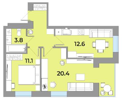 2-комнатная 54.5 м² в ЖК Яровиця Life от 12 750 грн/м², г. Калуш