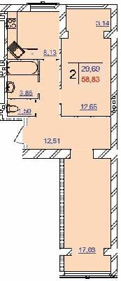 2-комнатная 58.83 м² в ЖК Grand Royal от 15 500 грн/м², Хмельницкий