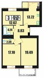 3-комнатная 78.44 м² в ЖК Винницкий от 11 700 грн/м², Хмельницкий