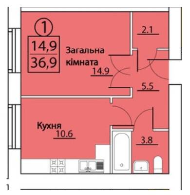 1-комнатная 36.9 м² в ЖК на просп. Грушевского, 50 от 12 000 грн/м², г. Каменец-Подольский