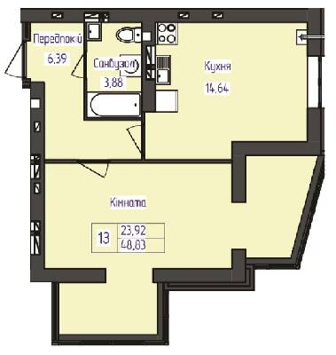 1-комнатная 48.83 м² в ЖК Польский бульвар от 14 500 грн/м², Житомир