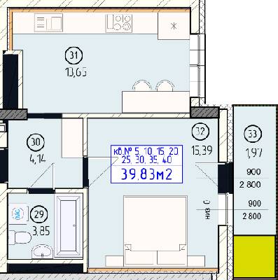 1-комнатная 39.83 м² в ЖК Будапешт от 27 450 грн/м², Ужгород