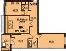 3-комнатная 89.64 м² в ЖК Бородино от 21 900 грн/м², Запорожье