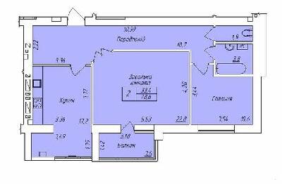 2-комнатная 78.8 м² в ЖК Центральный от 14 000 грн/м², г. Кременчуг