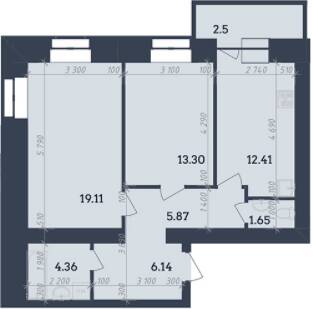 2-комнатная 65.34 м² в ЖК Династия от 18 050 грн/м², Полтава