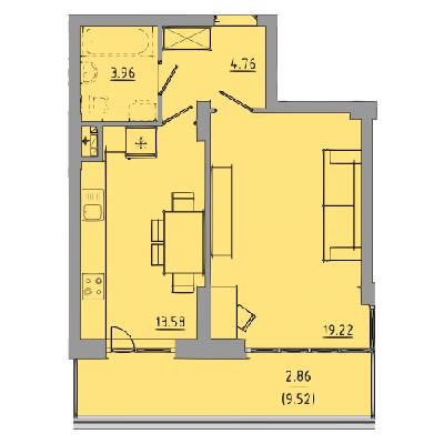 1-комнатная 44.4 м² в ЖК Централ Холл от 25 000 грн/м², Тернополь