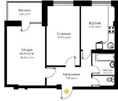 2-комнатная 61.12 м² в ЖК Радужный от 17 000 грн/м², Херсон