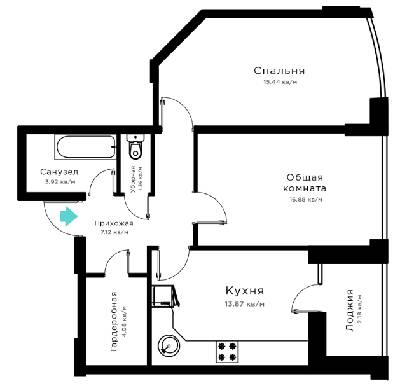 2-комнатная 64.85 м² в ЖК Радужный от 17 000 грн/м², Херсон