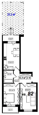 2-комнатная 53.5 м² в ЖК Амстердам от 15 800 грн/м², с. Белогородка