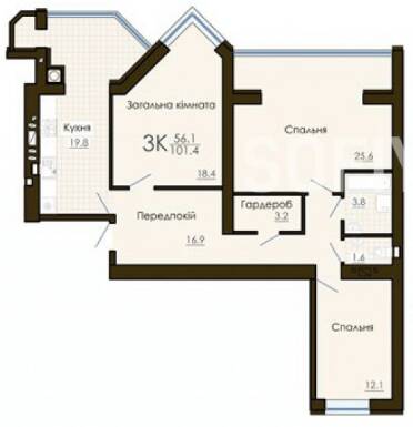 3-комнатная 101.4 м² в ЖК София Резиденс от 29 000 грн/м², с. Софиевская Борщаговка