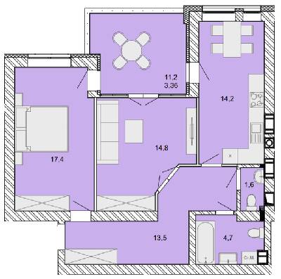 2-кімнатна 69.56 м² в ЖК Найкращий квартал від 27 400 грн/м², м. Ірпінь