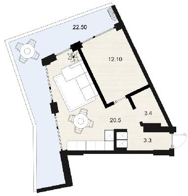 1-комнатная 39.8 м² в ЖК Primorsky Residence от 17 500 грн/м², г. Южное