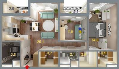 2-комнатная 65 м² в ЖК Art Парк от 19 500 грн/м², Киев