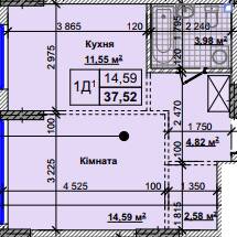 1-кімнатна 37.52 м² в ЖК Нові Теремки від 18 500 грн/м², с. Новосілки