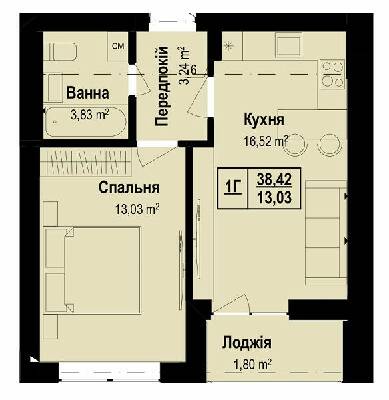 1-комнатная 38.42 м² в ЖК Vlasna от 22 000 грн/м², с. Ходосовка