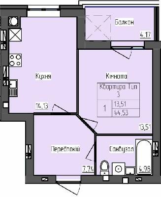 1-комнатная 44.53 м² в ЖК SkyCity от 19 000 грн/м², г. Борисполь