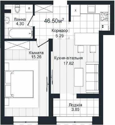 1-комнатная 46.5 м² в ЖК Compass от 24 000 грн/м², Черновцы