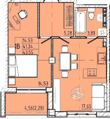 1-комнатная 43.06 м² в ЖК Graf на Педагогической от 35 200 грн/м², Одесса