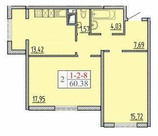 2-комнатная 60.38 м² в ЖК Пятьдесят восьмая Жемчужина от 24 050 грн/м², Одесса