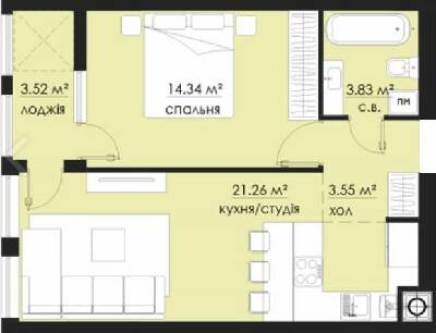 1-комнатная 46.5 м² в ЖК на Стрыйской от 26 400 грн/м², Львов