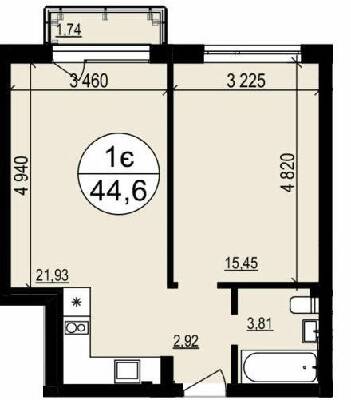 1-комнатная 44.6 м² в ЖК Гринвуд 2 от 19 250 грн/м², пгт Брюховичи