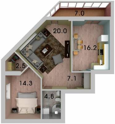 2-комнатная 72.9 м² в ЖК на Кедровского от 19 300 грн/м², Херсон