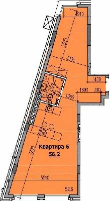 1-комнатная 56.2 м² в КД Классик Холл от 38 250 грн/м², Днепр
