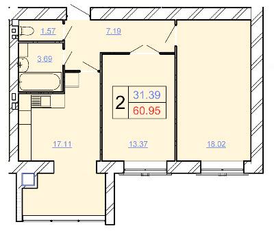 2-кімнатна 60.95 м² в ЖК Avila Lux II від 19 000 грн/м², Хмельницький