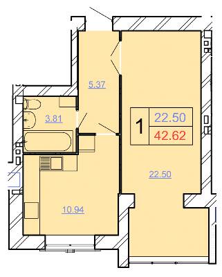 1-комнатная 42.62 м² в ЖК Avila Lux II от 19 000 грн/м², Хмельницкий