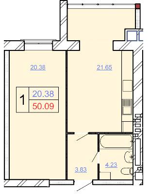 1-комнатная 50.09 м² в ЖК Avila Lux II от 19 000 грн/м², Хмельницкий