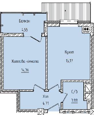 1-комнатная 42.67 м² в ЖК Научный от 19 750 грн/м², Черновцы