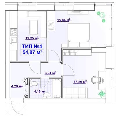 2-комнатная 54.87 м² в ЖК BARVY от 21 750 грн/м², Днепр